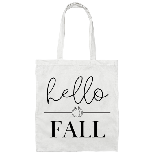 Hello Fall Pumpkin Canvas Tote Bag