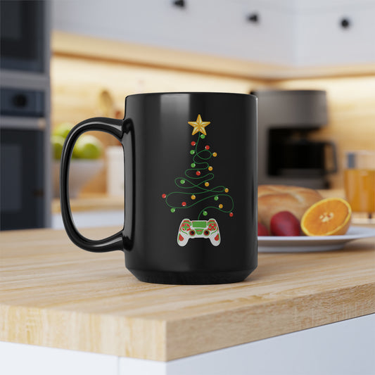 Gamer Christmas Tree 15oz Black Mug