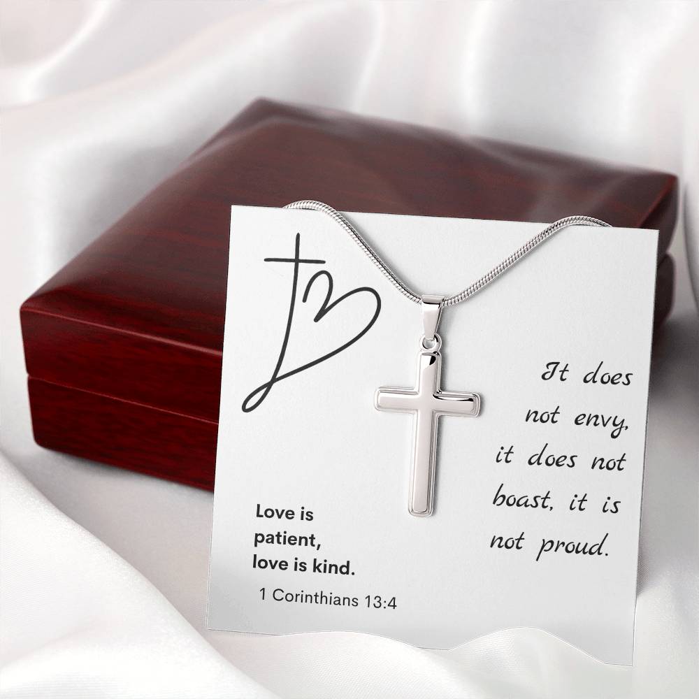 Love Is Patient, Love Is Kind Personalized Cross Necklace