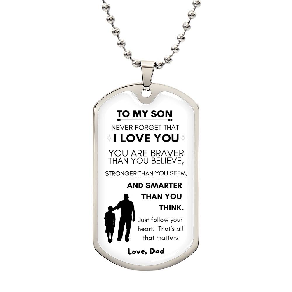 To My Son Silhouette  Engraved Dog Tag