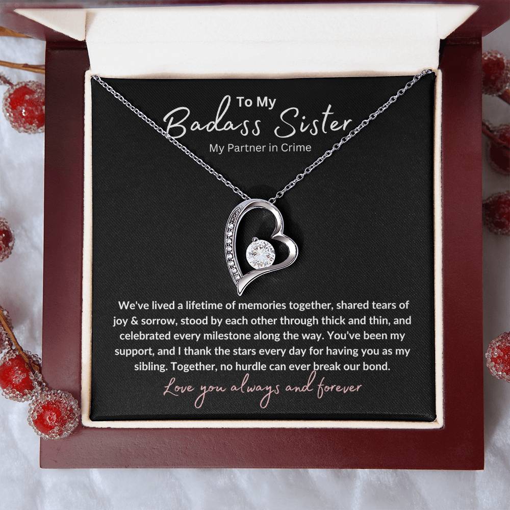 To My Sister Forever Love Heart Necklace