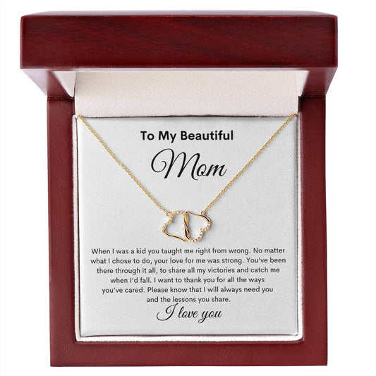To My Beautiful Mom Everlasting Love Hearts Necklace