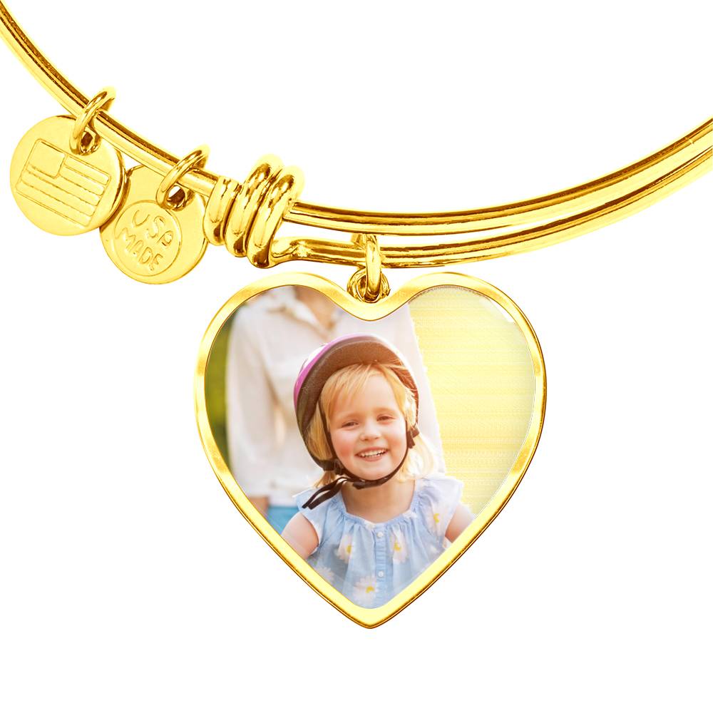 Personalized/Engraved Heart Picture Bangle-Bracelet