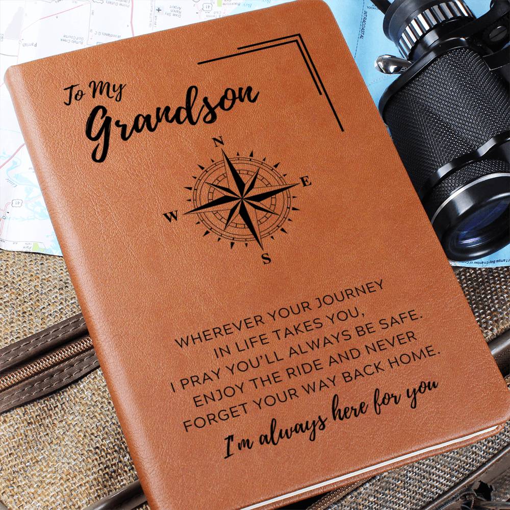 To My Grandson Compass Journal (Vegan Leather)