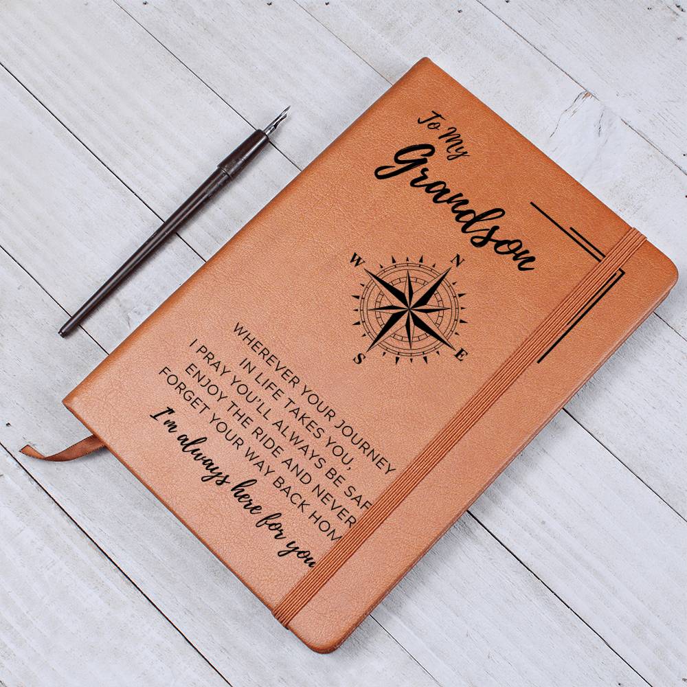 To My Grandson Compass Journal (Vegan Leather)