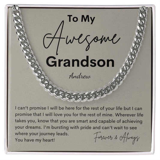 To My Awesome Grandson Cuban Link Chain (Personalized)
