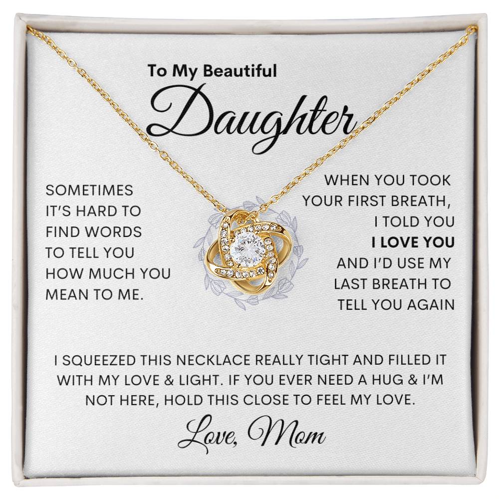 Beautiful Daughter Flower Ring Love Knot Necklace (Love Mom)