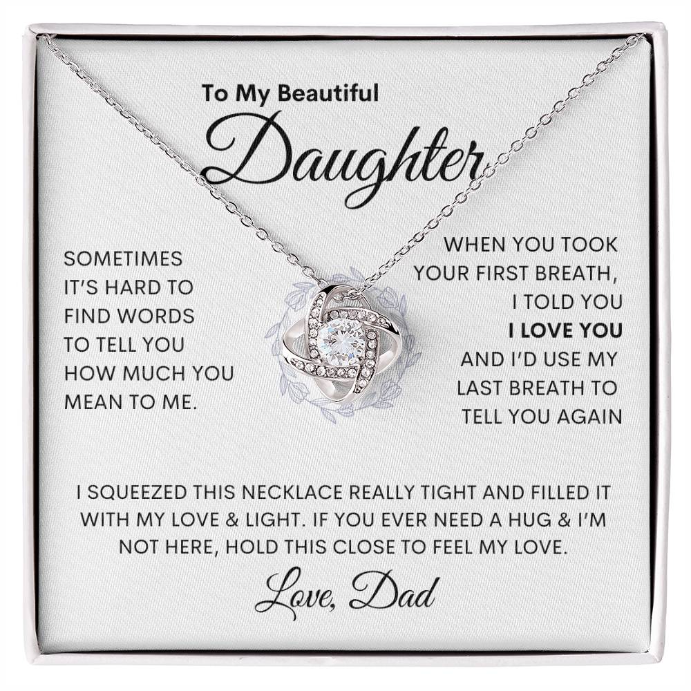 Beautiful Daughter Flower Ring Love Knot Necklace (Love Dad)