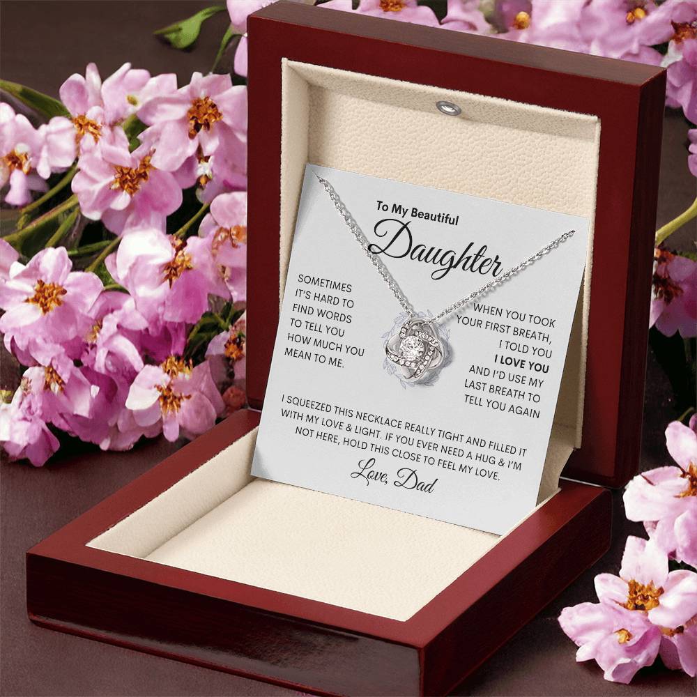 Beautiful Daughter Flower Ring Love Knot Necklace (Love Dad)