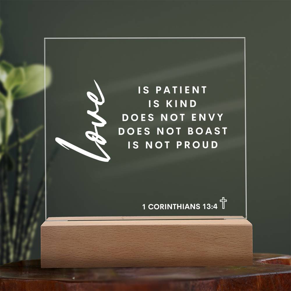 1 Corinthians 13:4 Square Acrylic Plaque