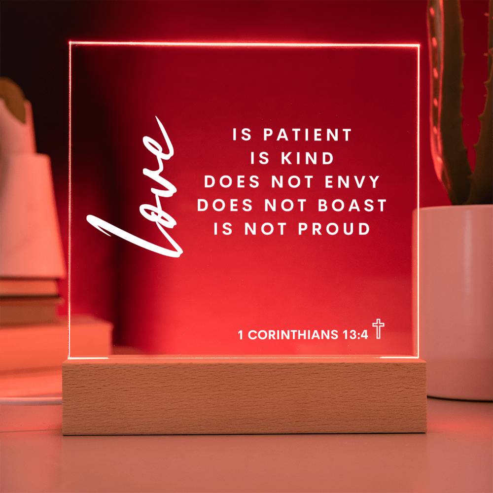 1 Corinthians 13:4 Square Acrylic Plaque