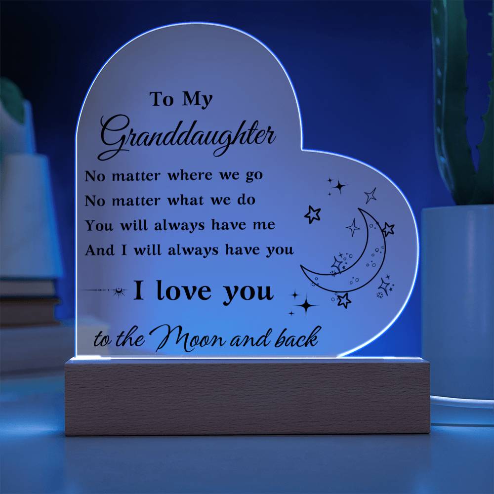 Granddaughter Love You To The Moon and Back Night Light Acrylic Heart