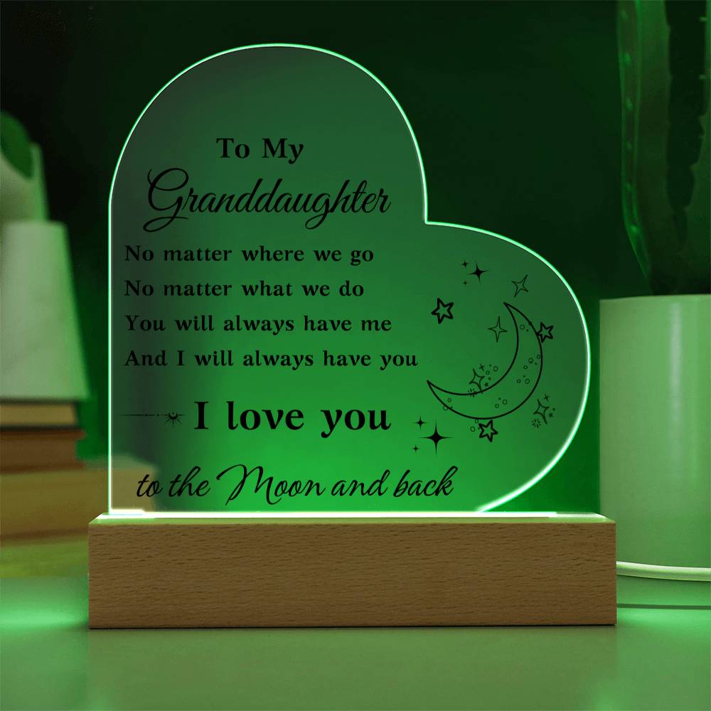 Granddaughter Love You To The Moon and Back Night Light Acrylic Heart