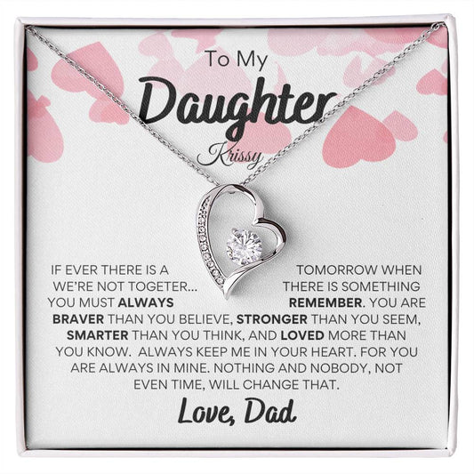To My Daughter Love Dad Hearts Necklace (Personalized Name)