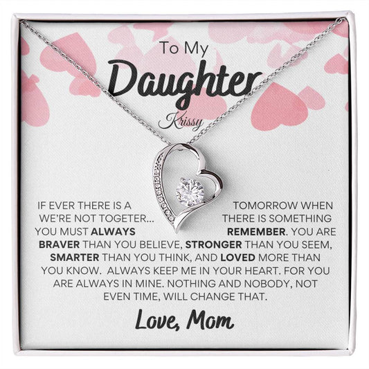 To My Daughter Love Mom Hearts Necklace (Personalized Name)