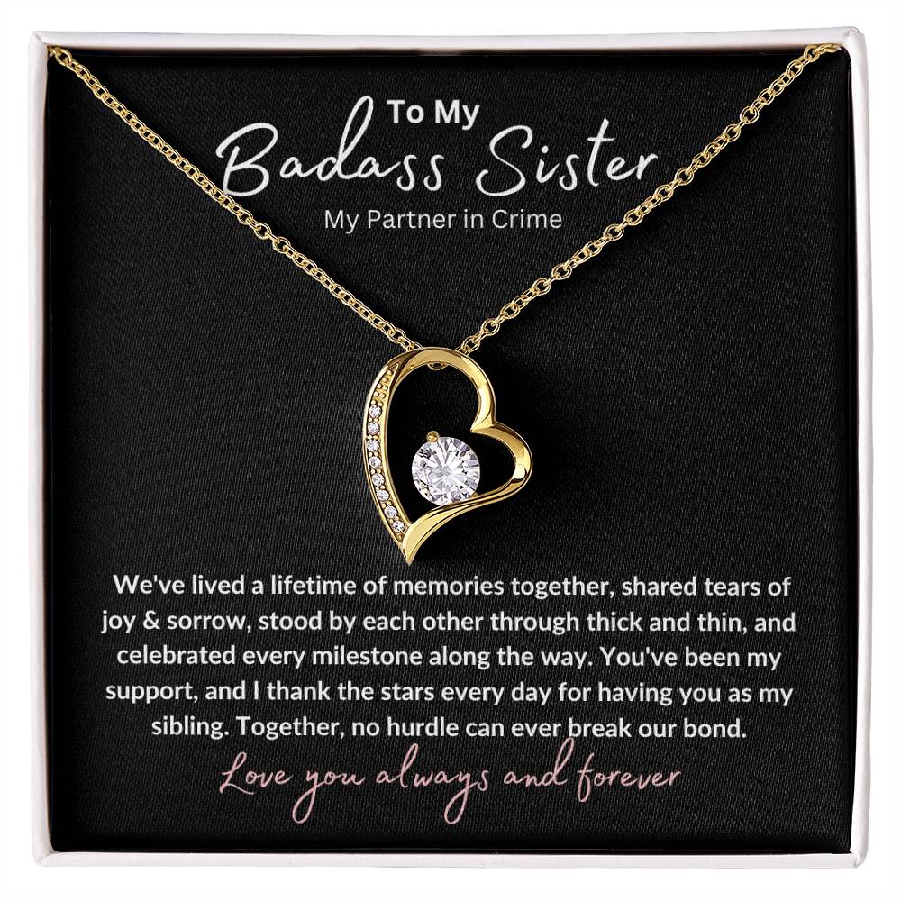To My Sister Forever Love Heart Necklace