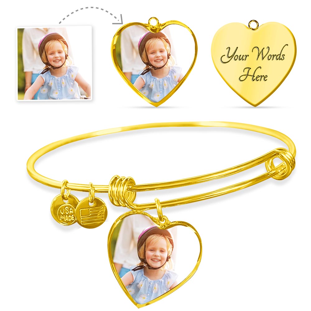 Personalized/Engraved Heart Picture Bangle-Bracelet
