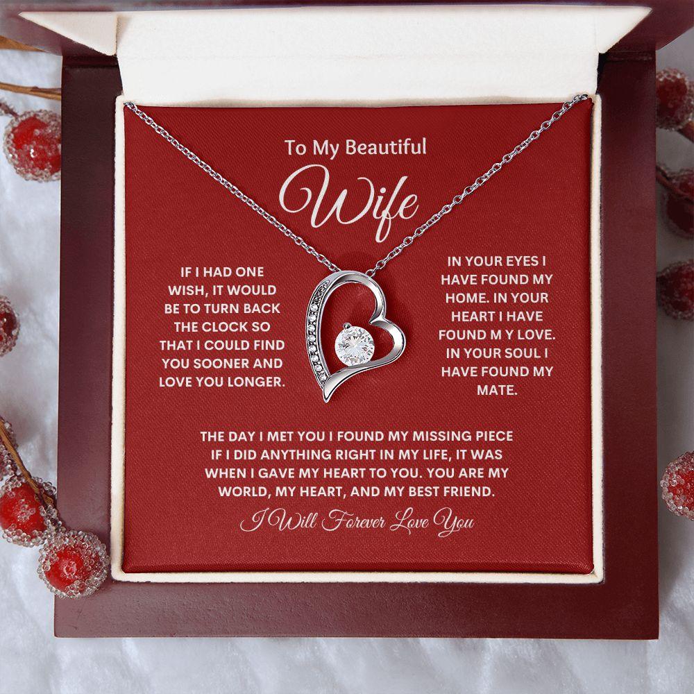 To My Beautiful Wife Forever Heart Necklace