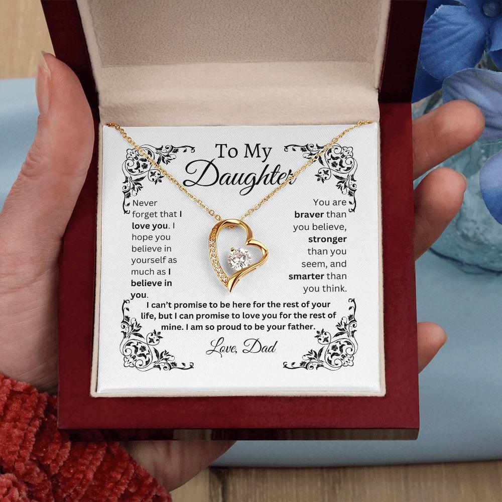 To My Daughter Love Dad Heart Necklace