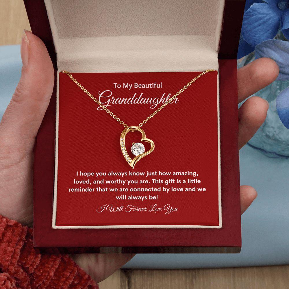 To My Beautiful Granddaughter Heart Necklace