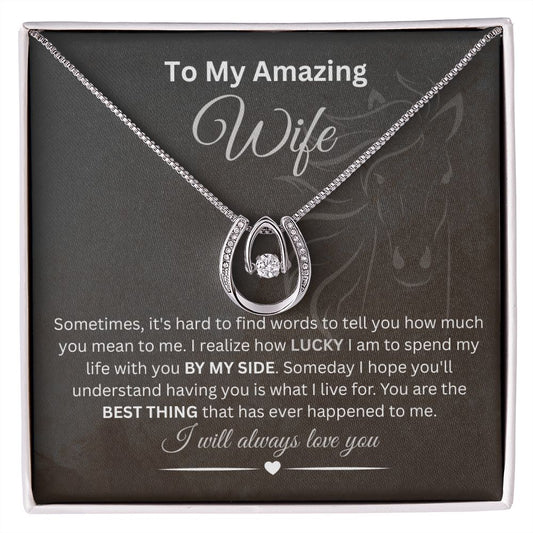 To My Amazing Wife Lucky in Love Necklace