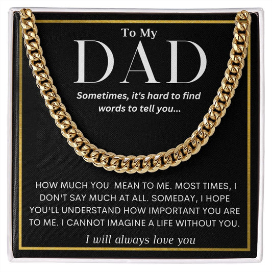 To My Dad Gold Cuban Chain