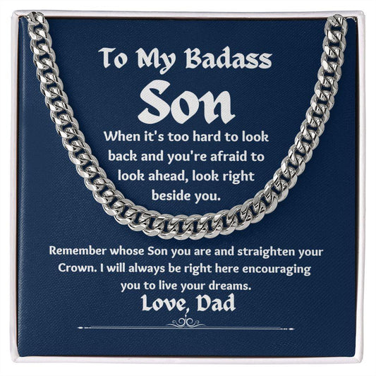To My Badass Son Love Dad Cuban Chain