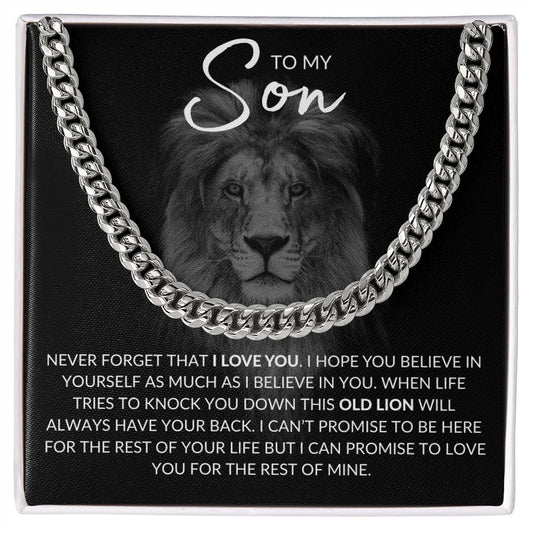 To My Son Old Lion Cuban Link Chain