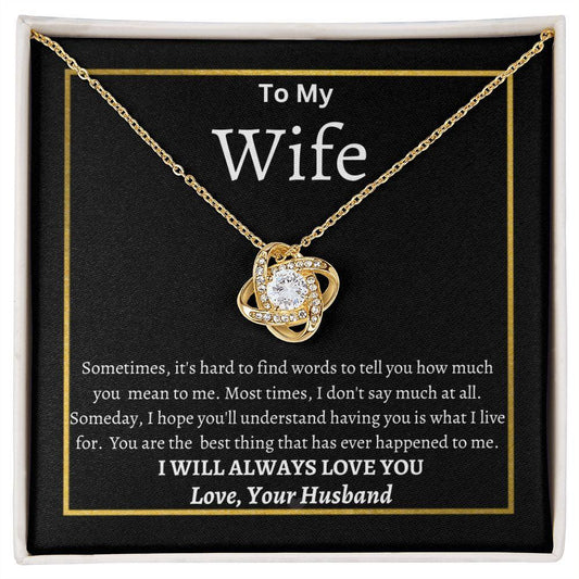 To My Wife Gold Love Knot Necklace