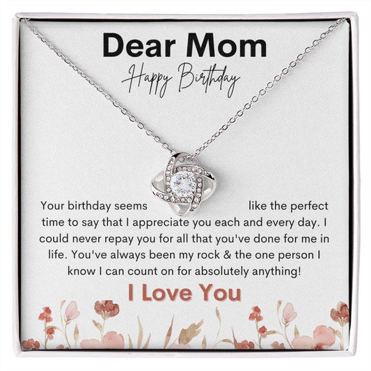 Happy Birthday Mom Love Knot Necklace
