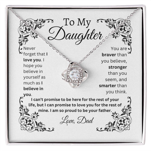 To My Daughter Love Dad Love Knot Necklace