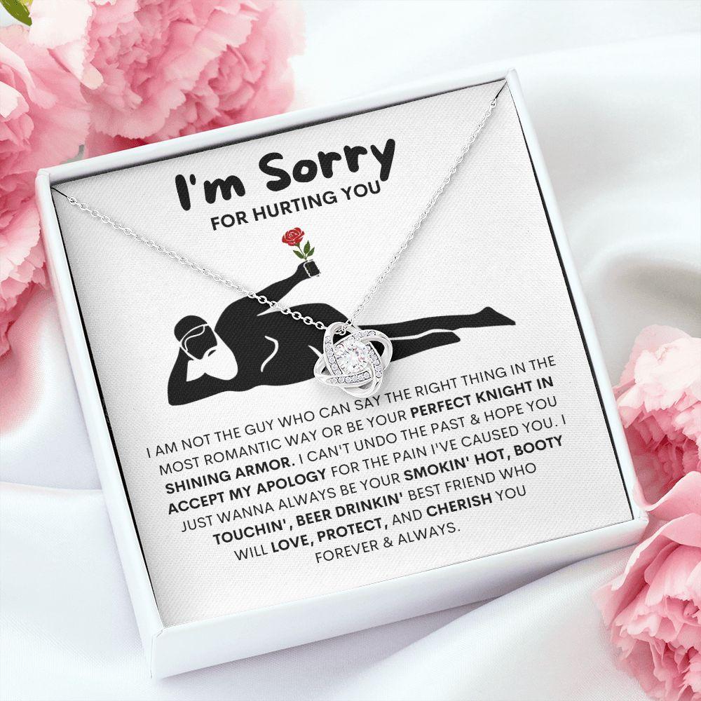 I'm Sorry Beer Man Rose Love Knot Necklace