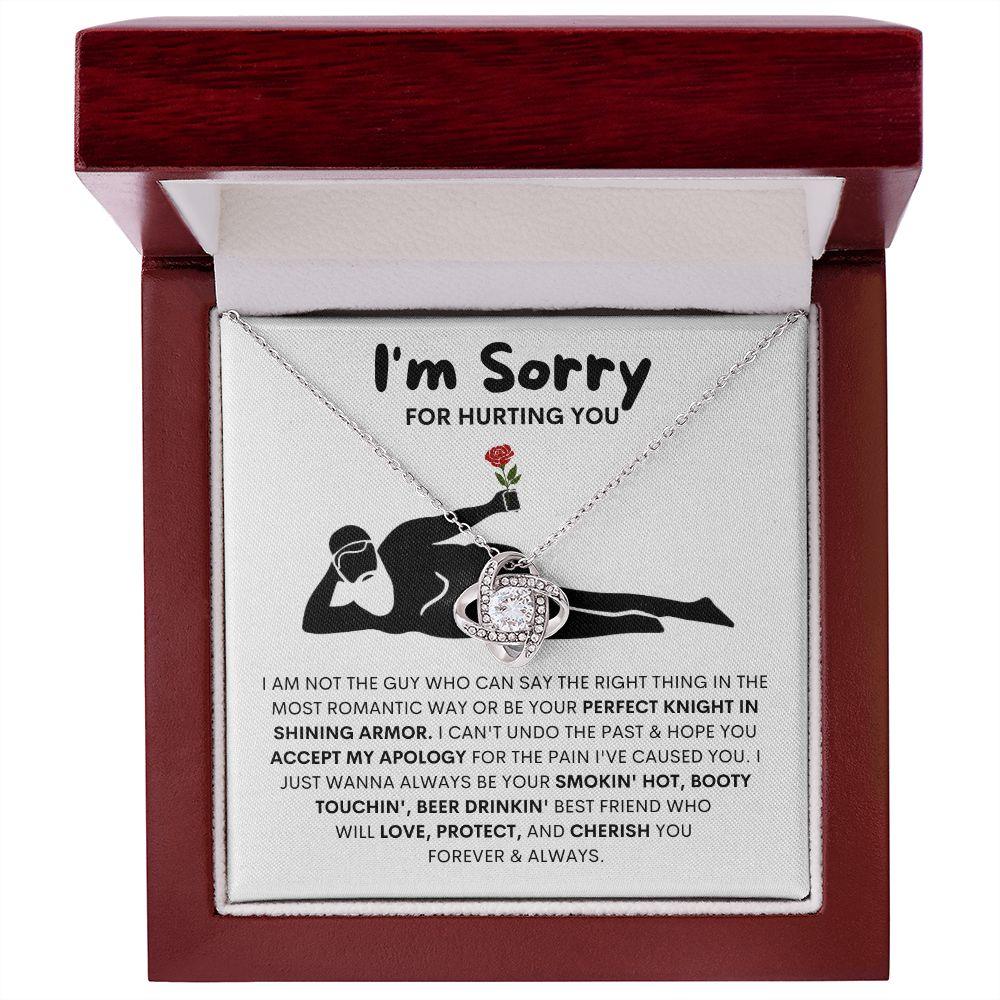 I'm Sorry Beer Man Rose Love Knot Necklace