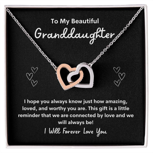 To My Beautiful Granddaughter Interlocking Hearts Necklace