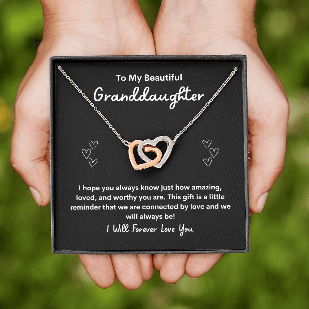 To My Beautiful Granddaughter Interlocking Hearts Necklace