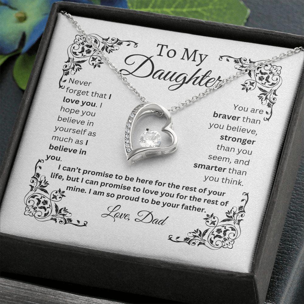 To My Daughter Love Dad Heart Necklace