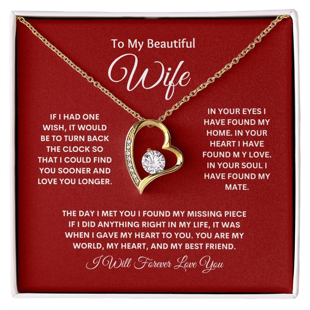 To My Beautiful Wife Forever Heart Necklace