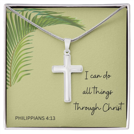 Phillippians 4:13 Stainless Steel Cross Necklace